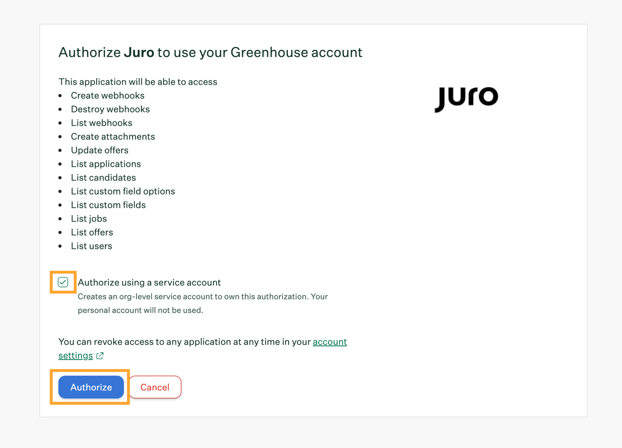 Greenhouse Recruiting sign-in screen during Juro authorization