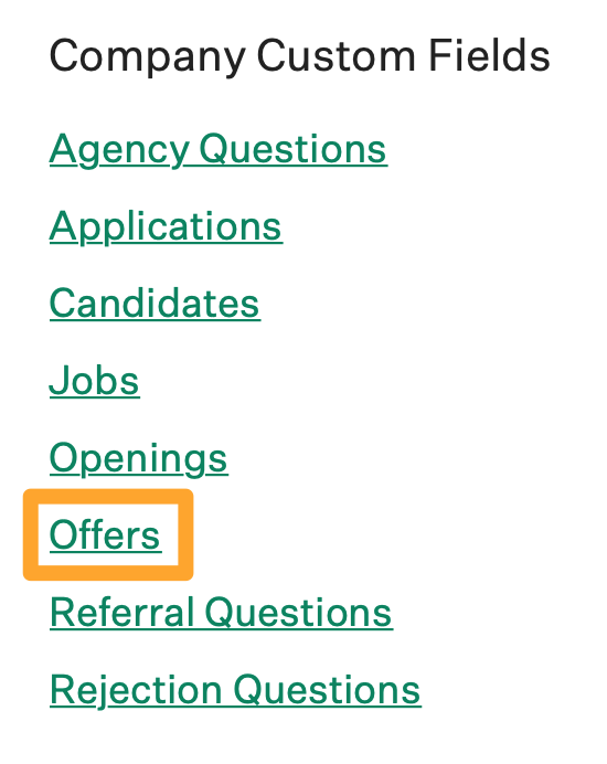 Greenhouse Custom Options menu with Offers selected