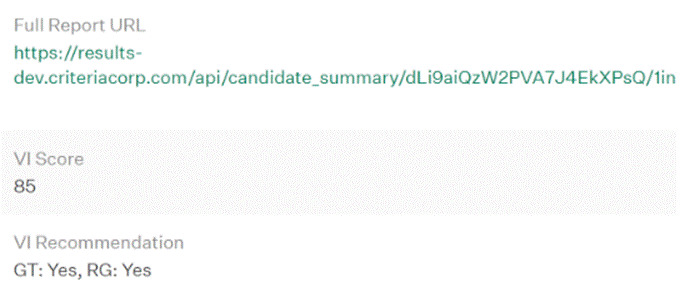 Greenhouse custom fields showing video interview score and recommendations