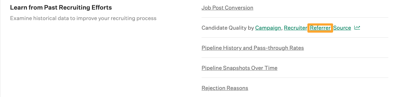 Screenshot of Candidate quality by referrer button