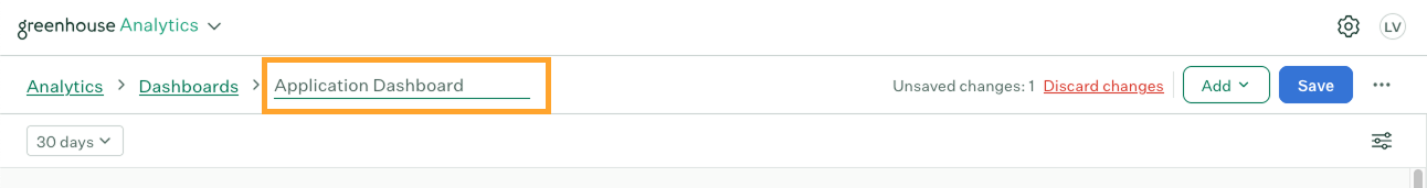Dashboard title showing inline rename field
