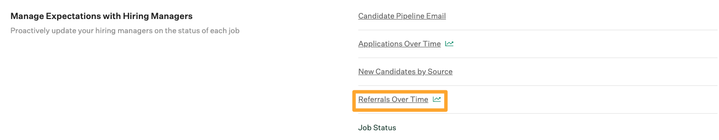 Screenshot of referrals over time report button