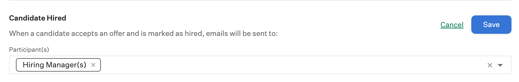 Candidate hired notifications