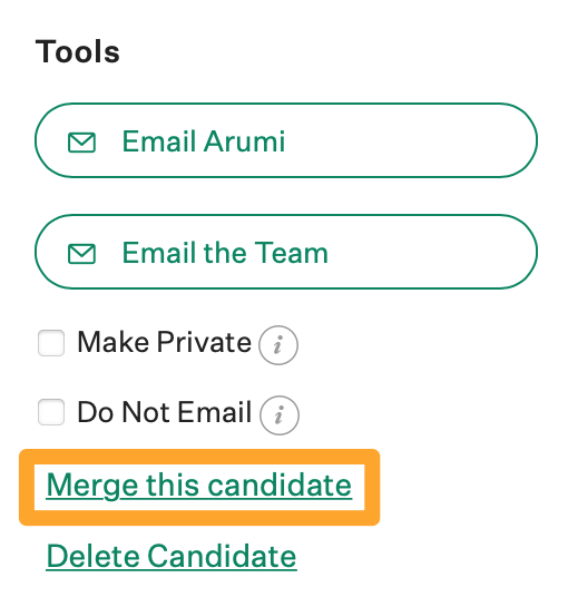 Merge Candidate button highligted in marigold rectangle 
