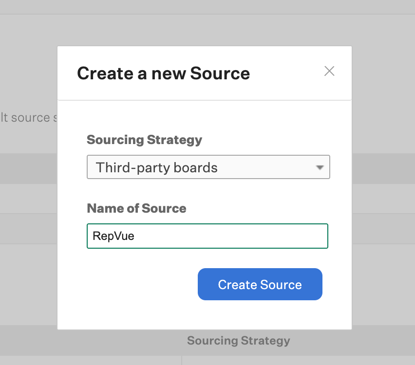 Greenhouse Custom Options Sources Create New Source menu