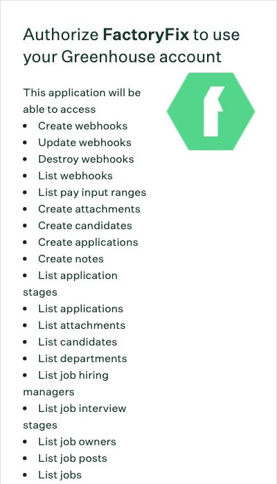 Greenhouse permissions request screen