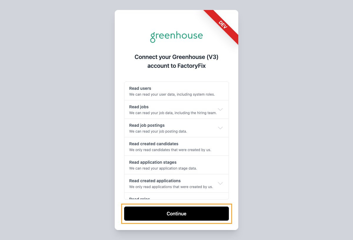 FactoryFix connection link landing page