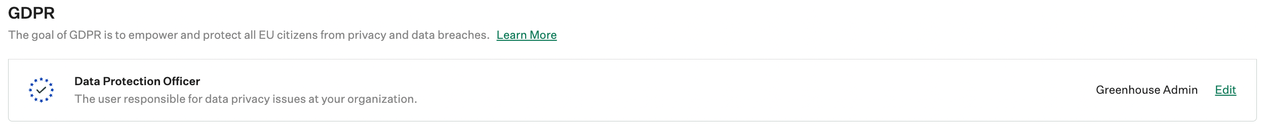 Screenshot of Edit data protection officer on the GDPR configuration page