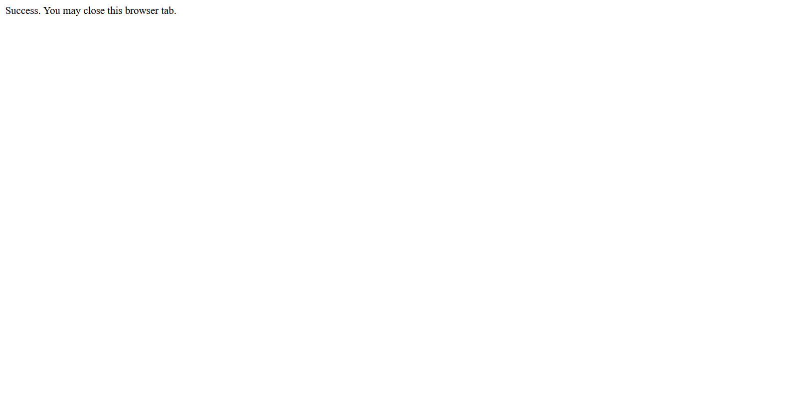 Authorization success message