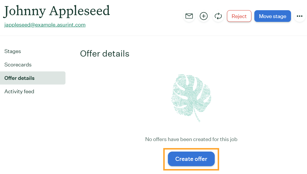 Create offer button