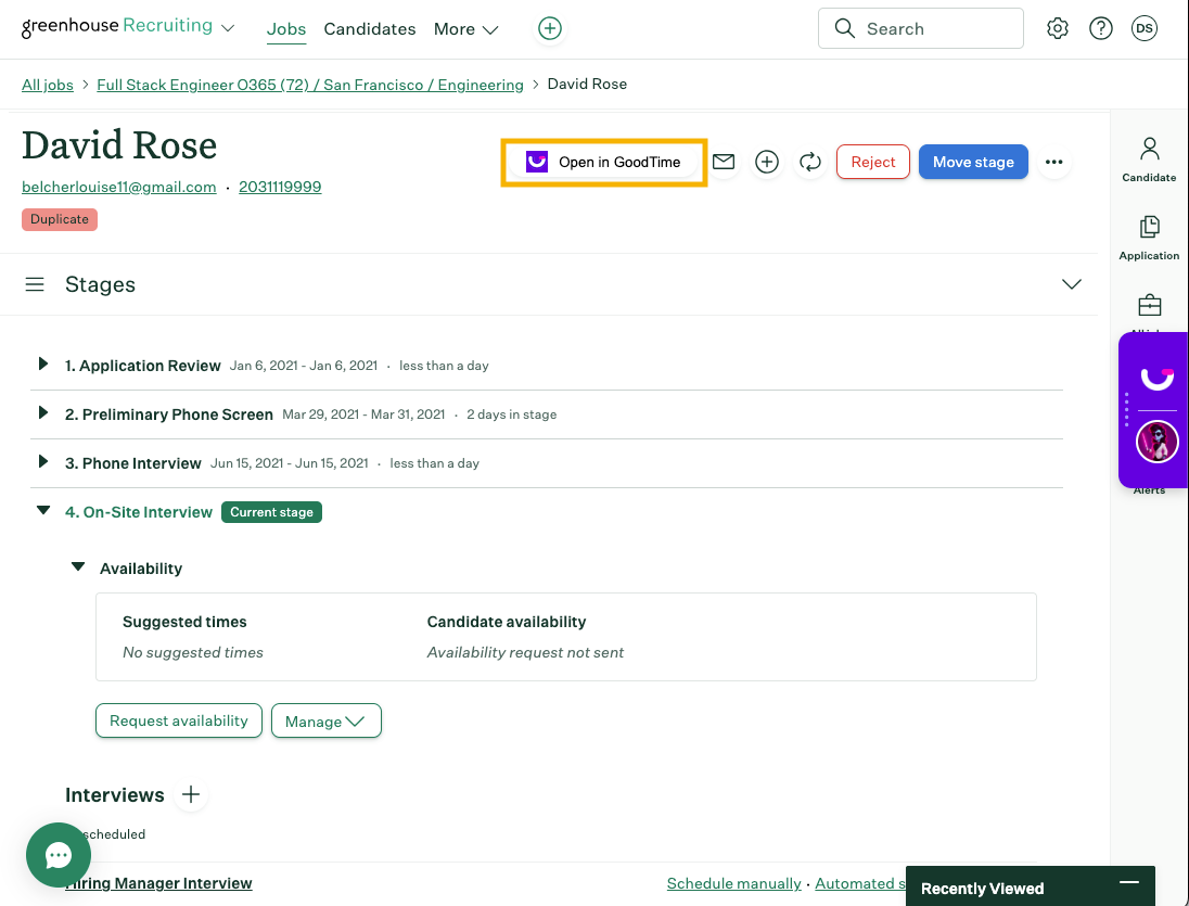 Open in GoodTime button on candidate profile