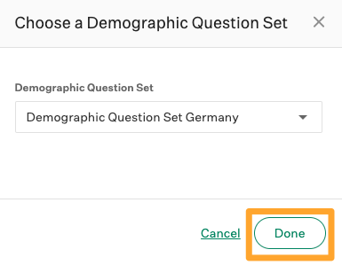 Screenshot of Choose Demographic Question Set