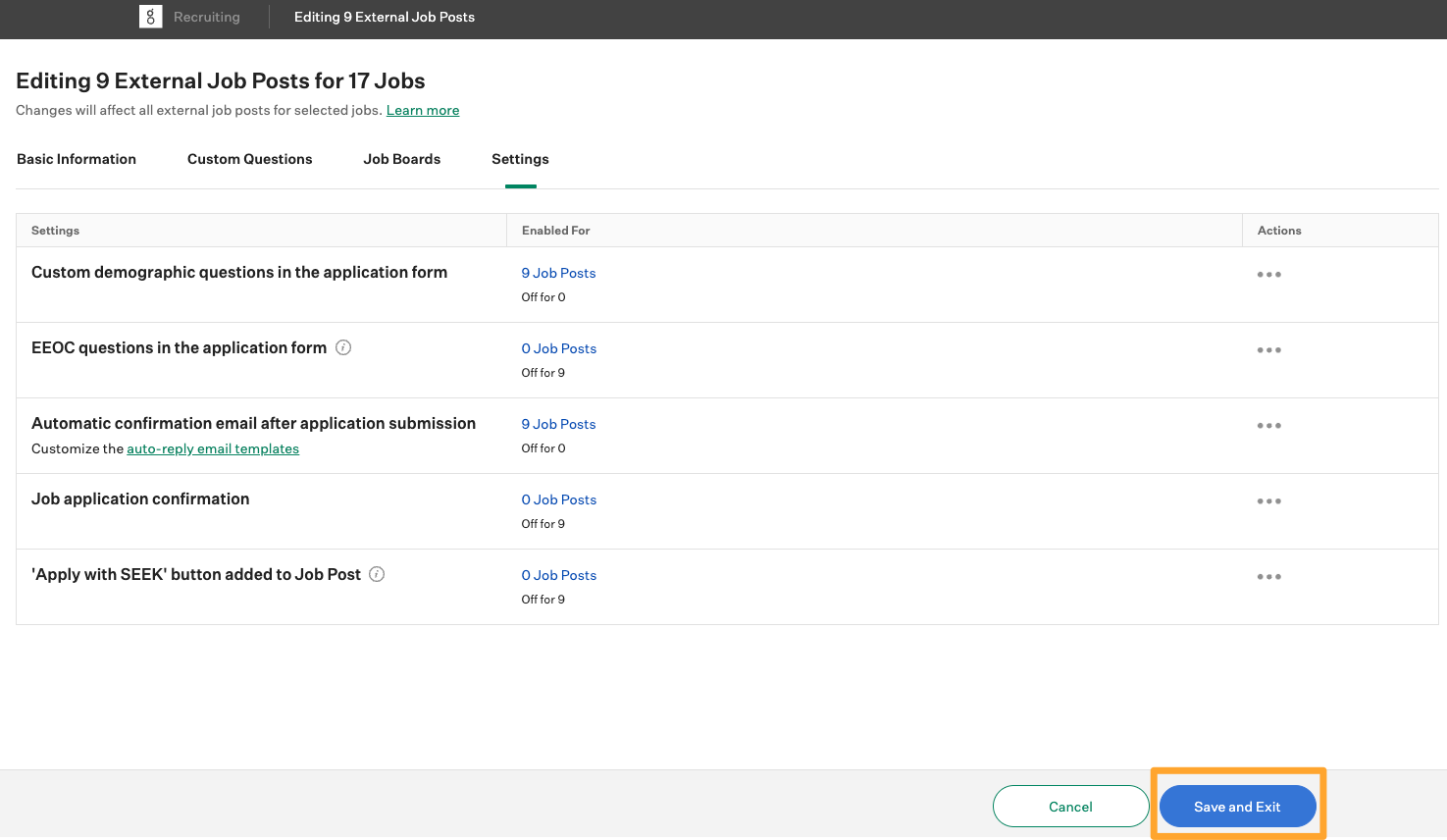 Screenshot of Save Exit