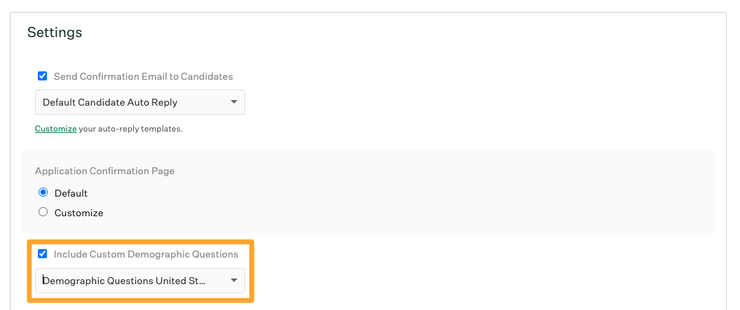 Screenshot of job post Setting