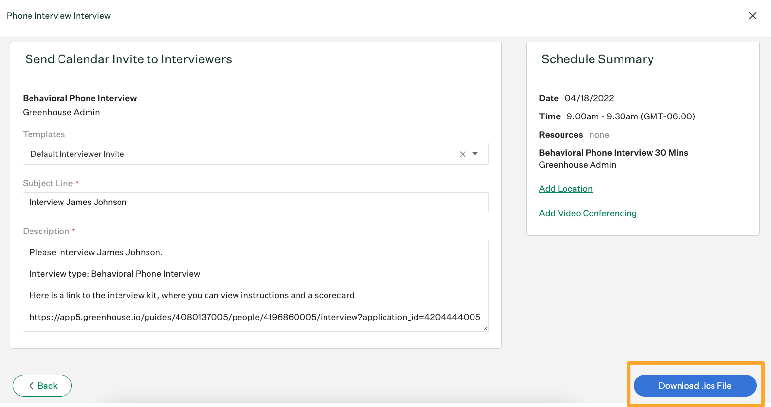 Schedule with Outlook Greenhouse Support