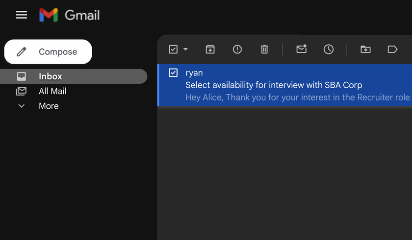 AI Screened interview scheduling and call details for a candidate