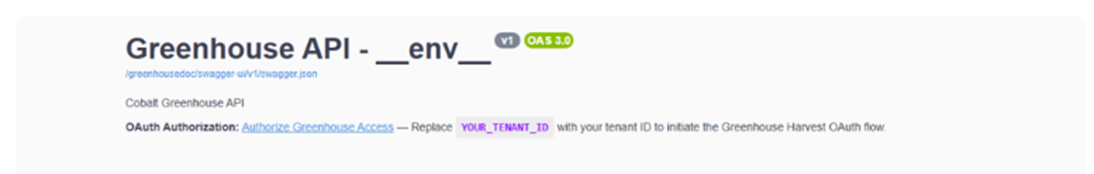 BAL integration setup page showing the option to connect a Greenhouse tenant using OAuth authorization