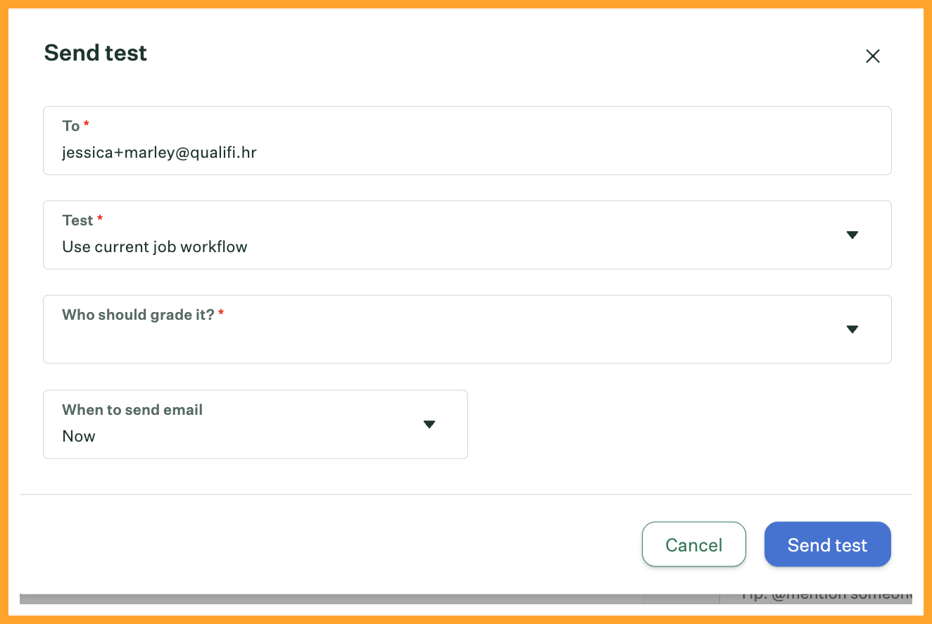 Humanly assessment instructions sent to the candidate