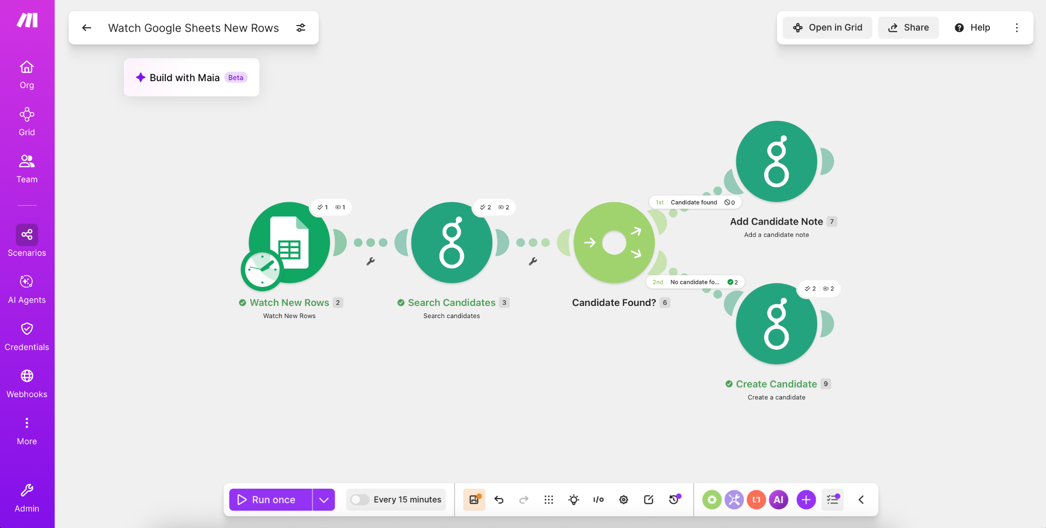 Make scenario for logging assessment results to a Greenhouse Recruiting candidate