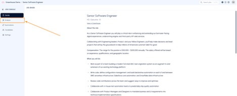 Analysis option in the left menu of a Brainner job