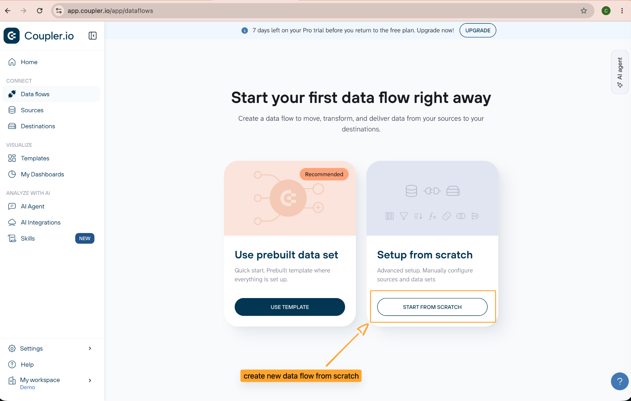 Starting a new data flow in Coupler.io