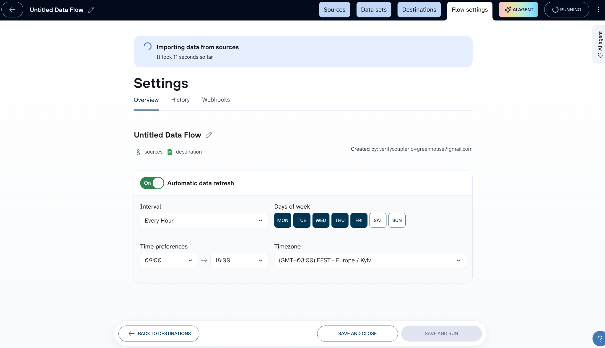 Automatic data refresh schedule setting in Coupler.io