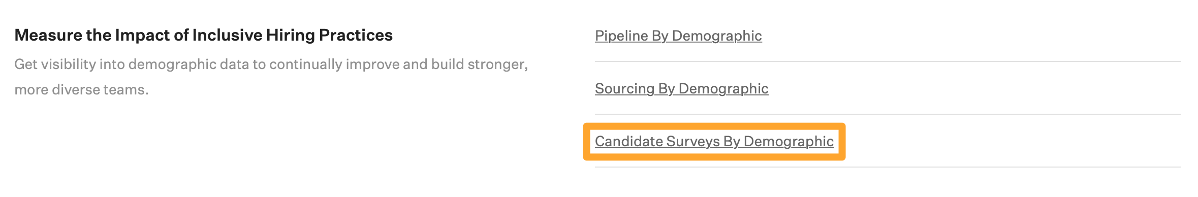 Screesnhot of candidate surveys by demographic report button