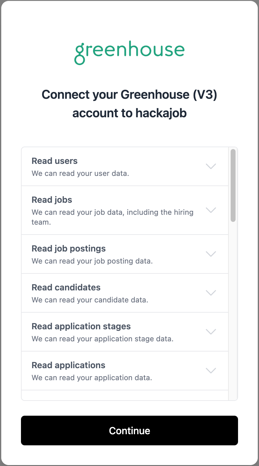 hackajob configuration flow screen 1