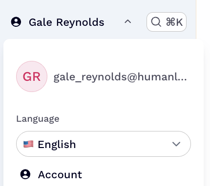 Teamable account menu with the Integrations option