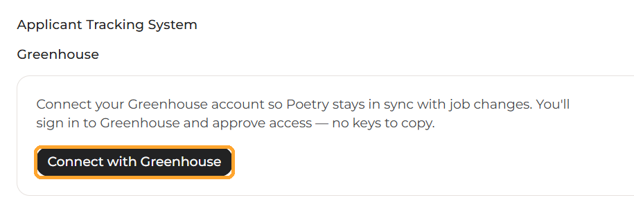 Select Connect with Greenhouse