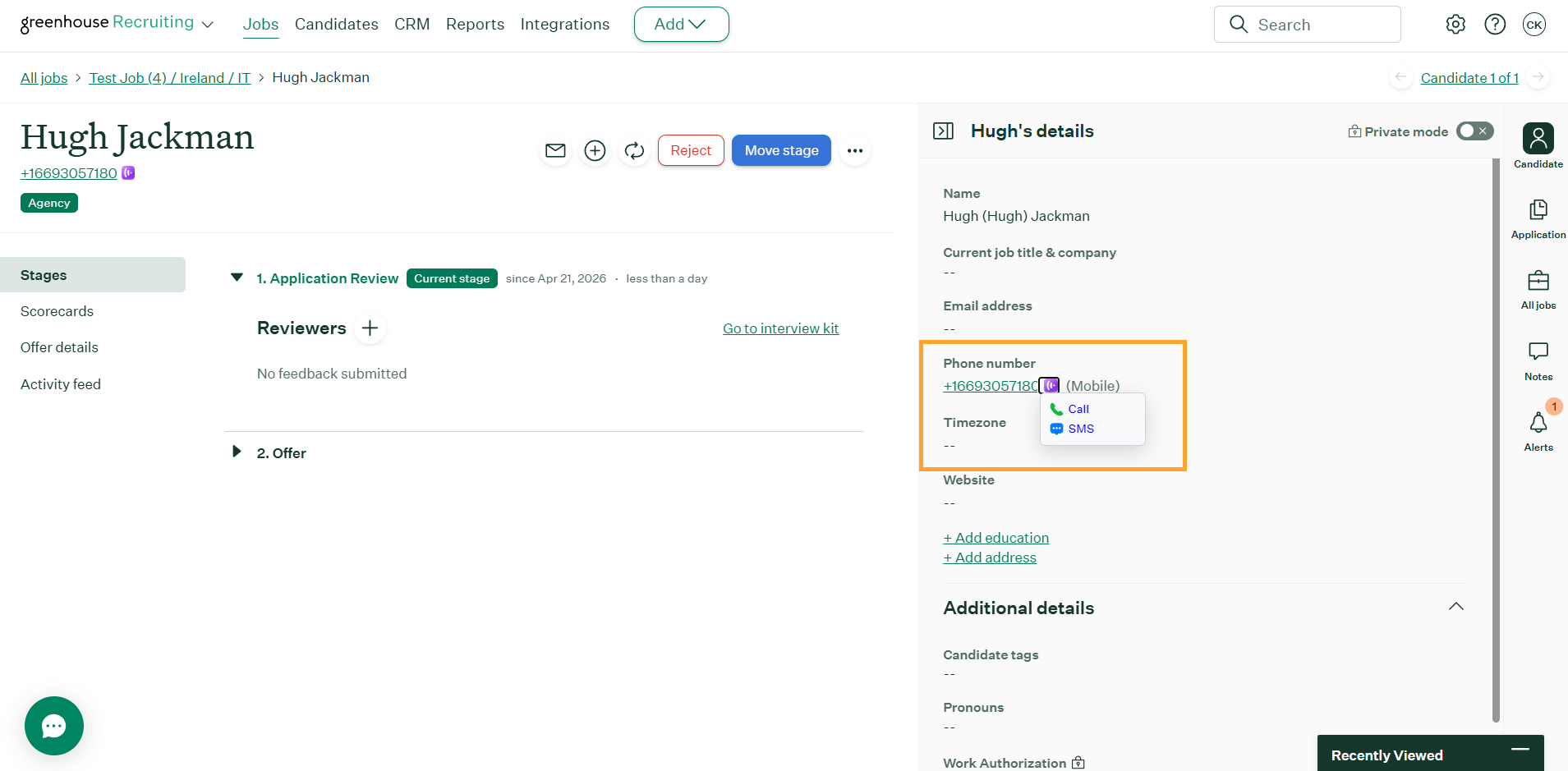 Active call in progress via KrispCall