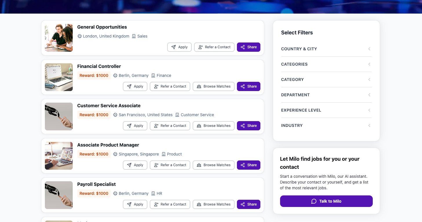 Open Greenhouse roles displayed in Real Links