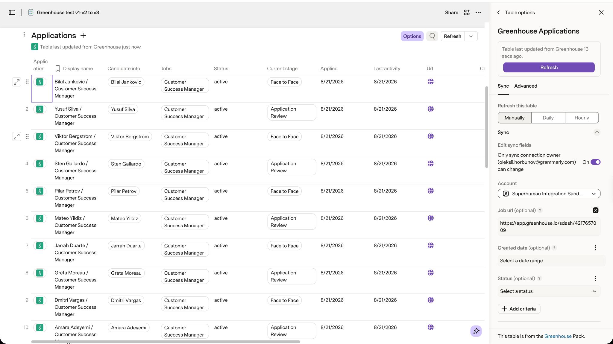 Hiring pipeline doc showing Jobs, Applications, and Candidates tables