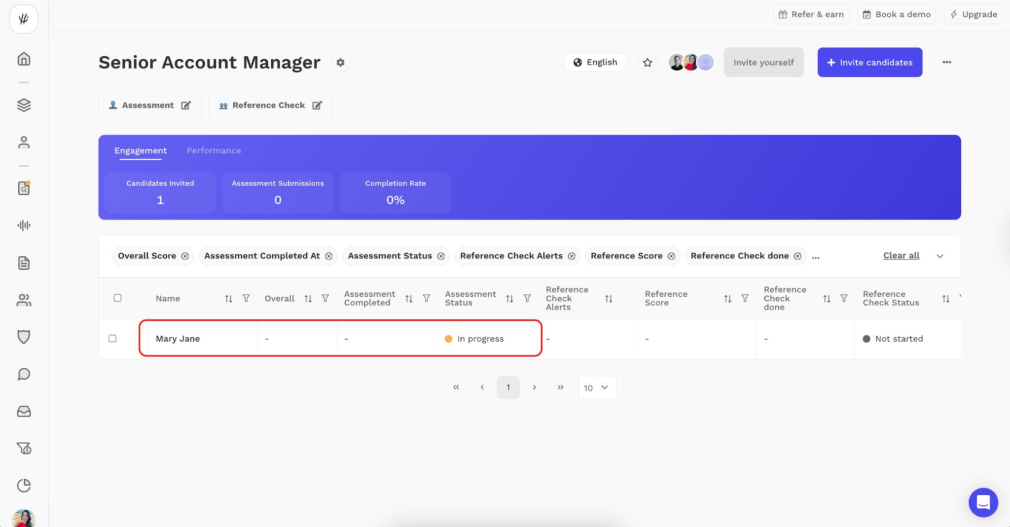 HiPeople role showing synced candidate progress