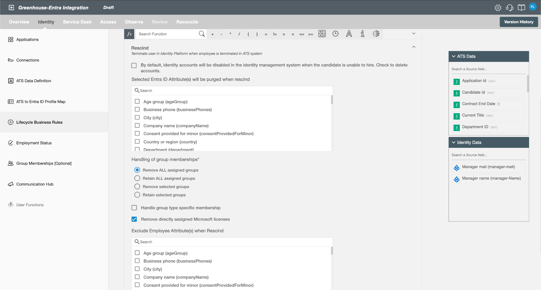 Group retention policy for profile updates