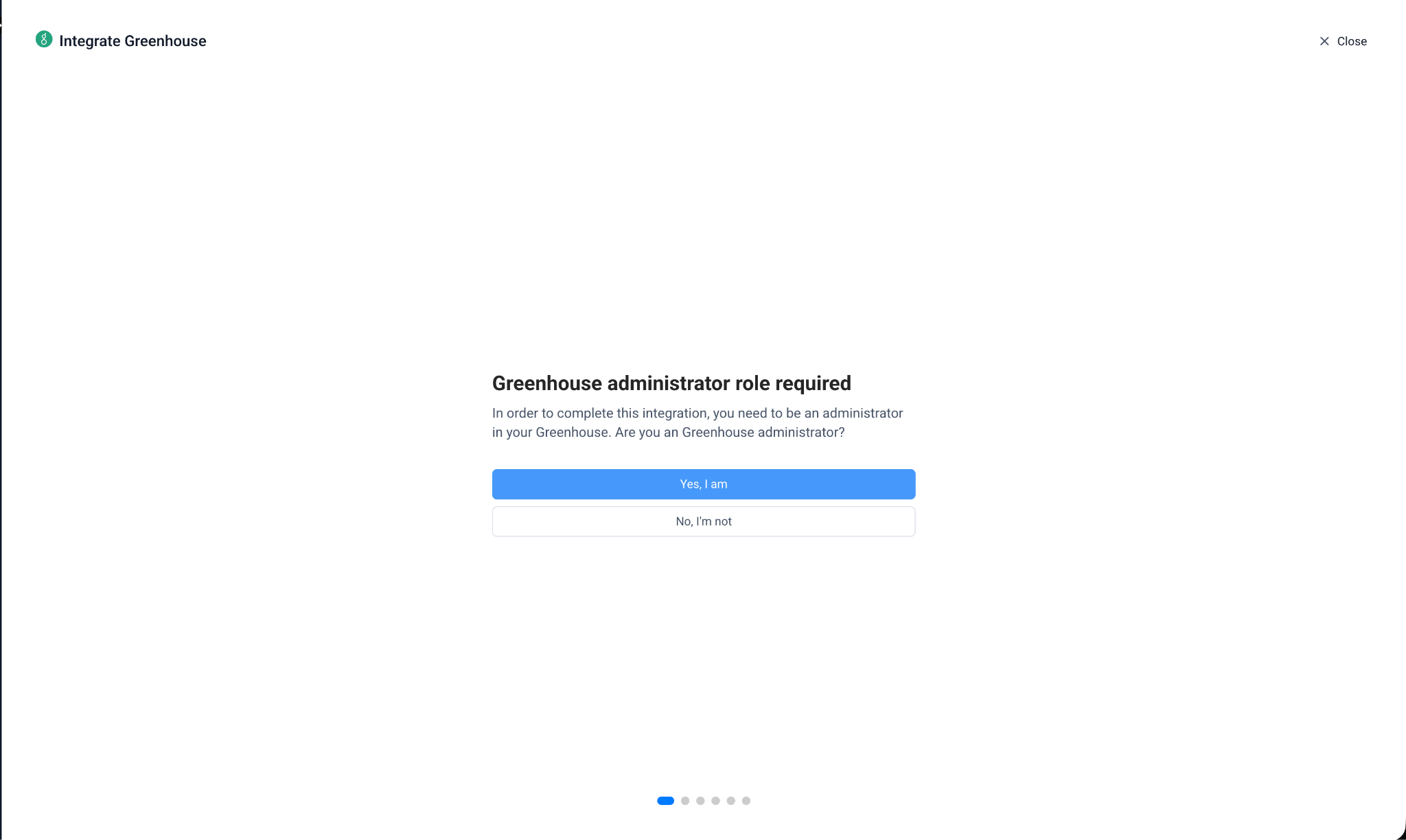 Findem prompt confirming Greenhouse administrator status