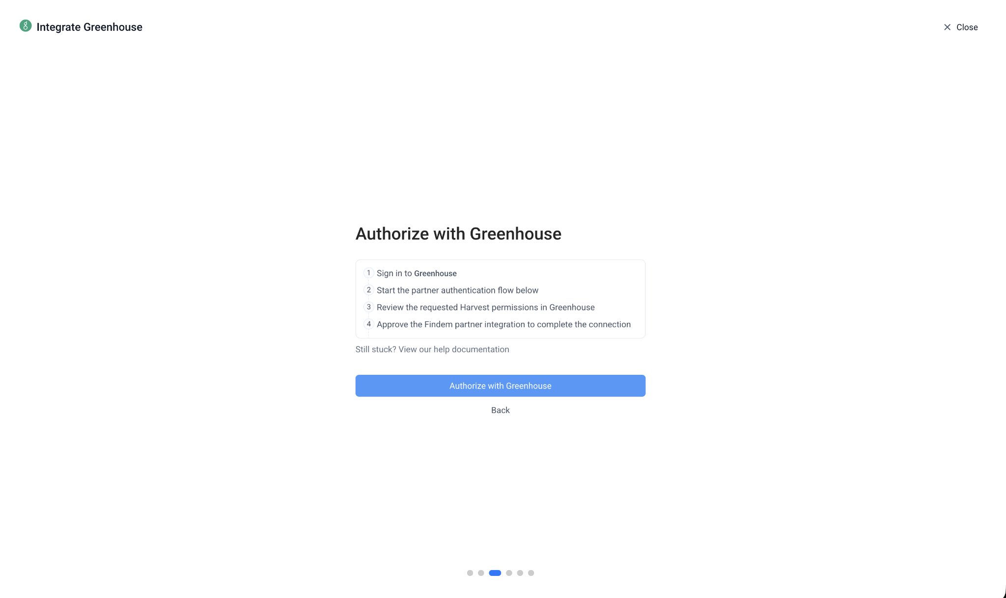 Greenhouse connection settings in Findem