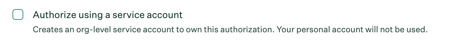 Org-level service account checkbox