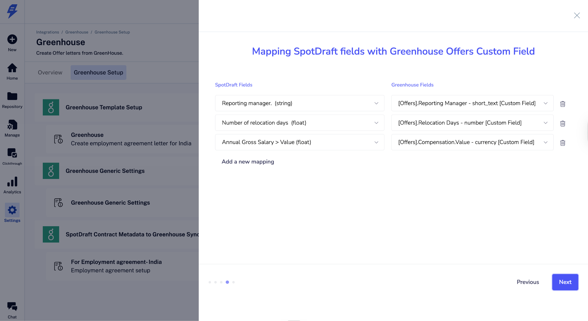 Metadata Sync configuration screen in SpotDraft