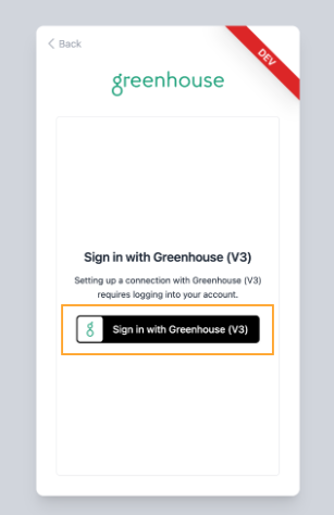 Sign in with Greenhouse (V3) button