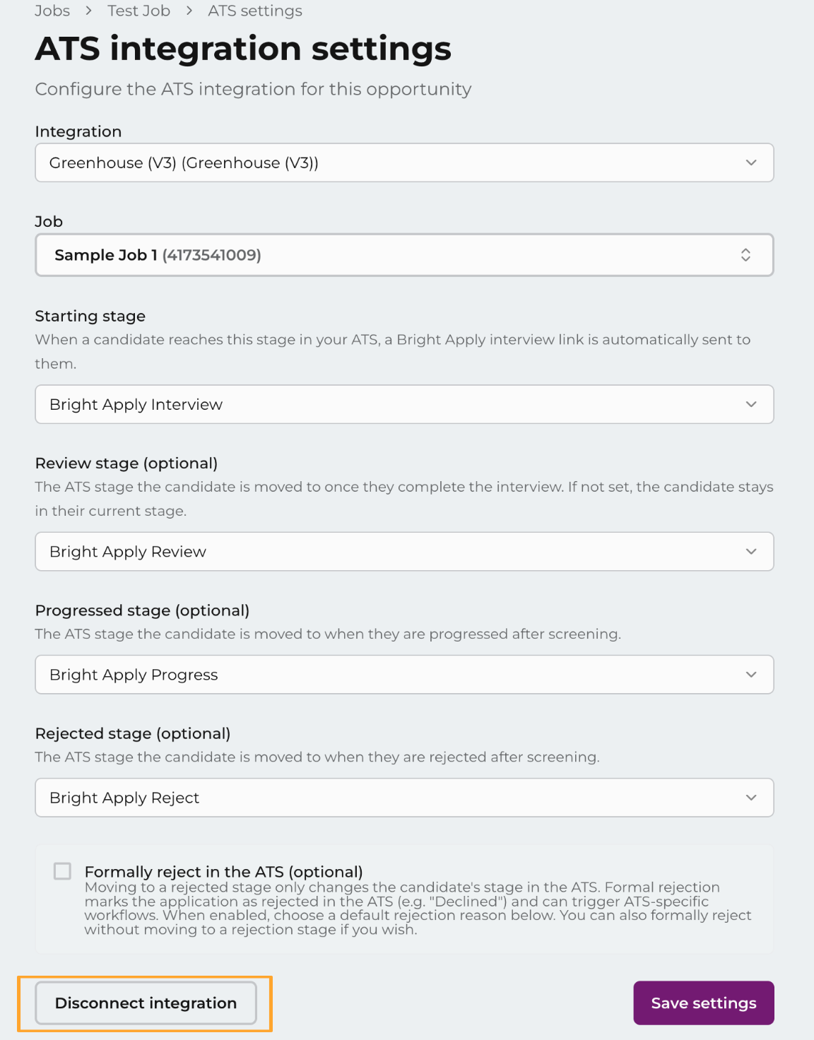 Disconnect integration confirmation dialog