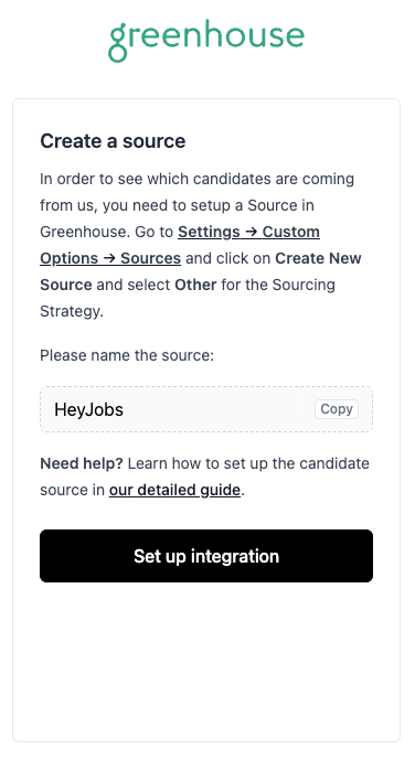 Creating a HeyJobs source in Greenhouse
