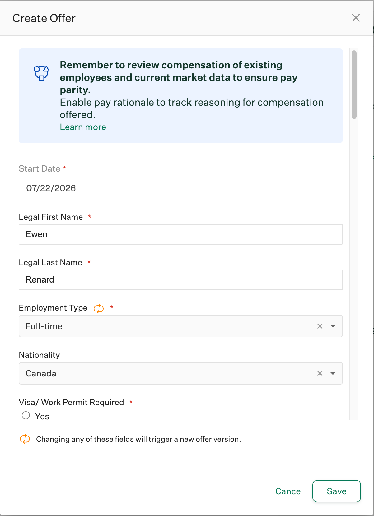 Offer custom fields continued, including the Pebl Sync field