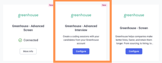 Codility Greenhouse - Advanced Interview integration configuration screen