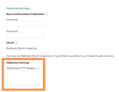 Greenhouse webhook Advanced settings with Additional HTTP Headers
