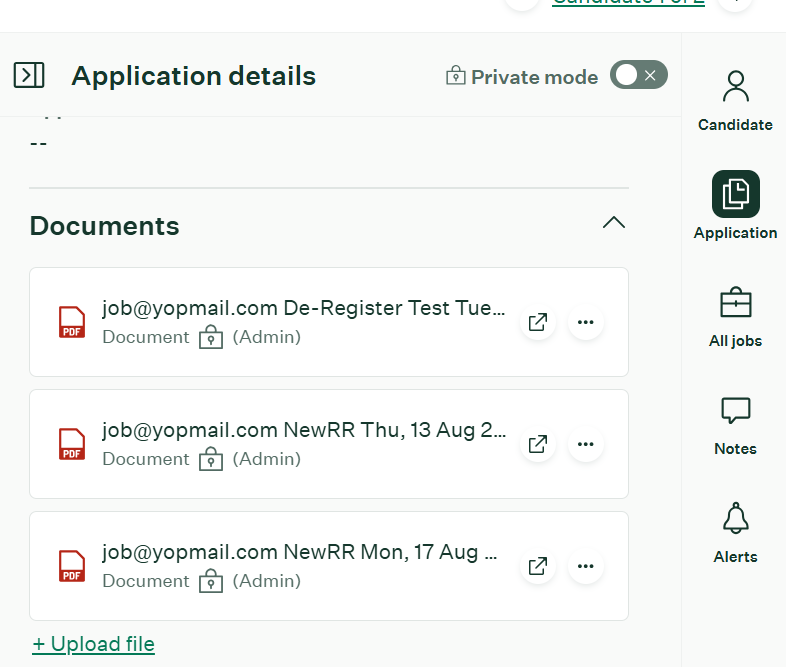 PDF report available on the application