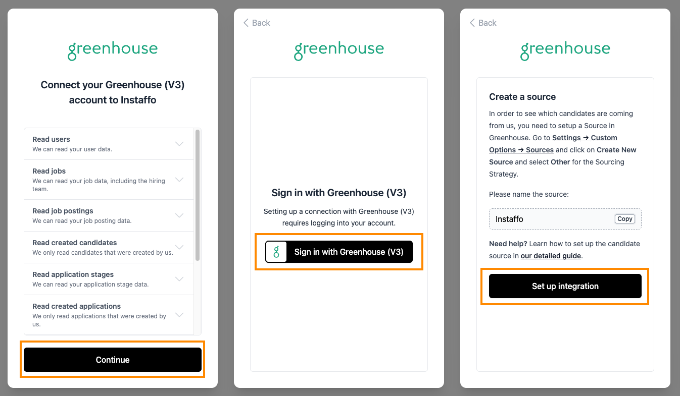 Greenhouse connection page