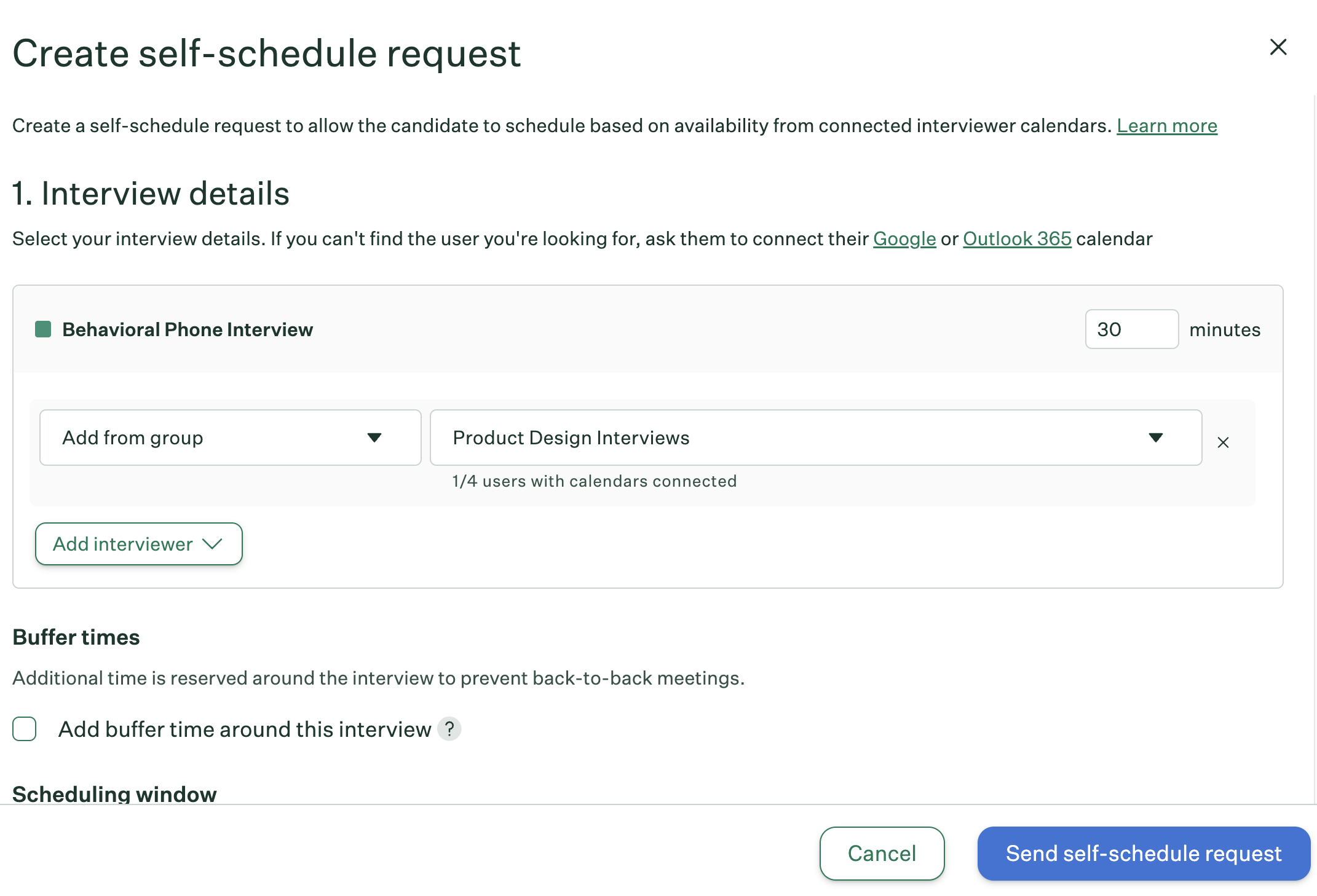 Send a self-schedule request form