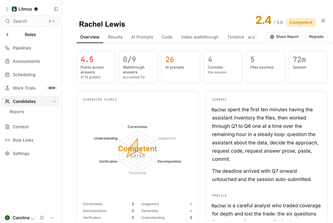 Litmus submission screen with the View Report button