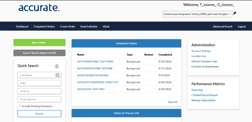 Connect with Greenhouse option in Accurate ACE